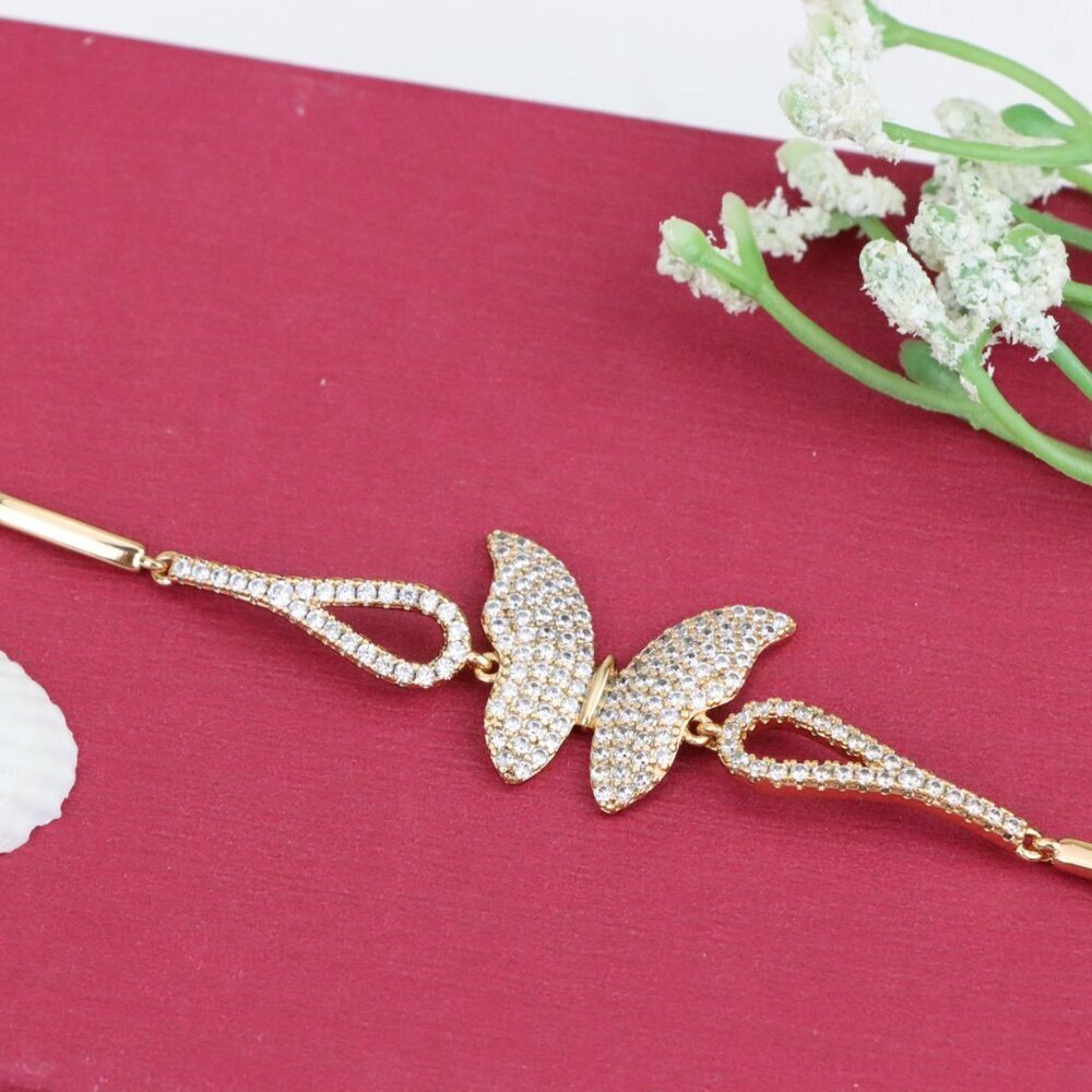 "Butterfly Wing Rose Gold Bracelet with Crystals, XPBL0986